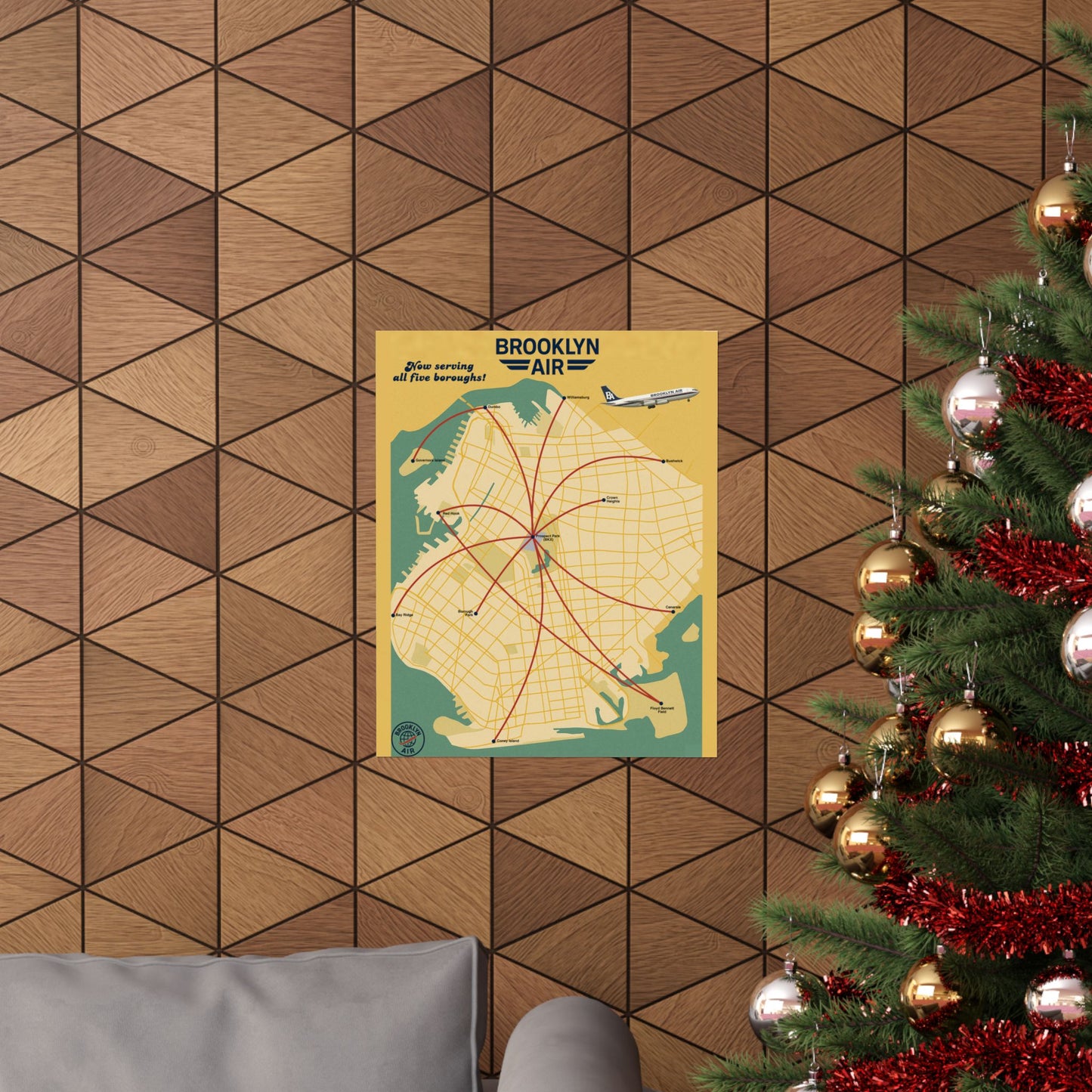 Brooklyn Air Vintage Route Map Poster