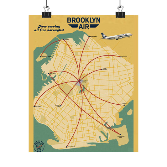 Brooklyn Air Vintage Route Map Poster