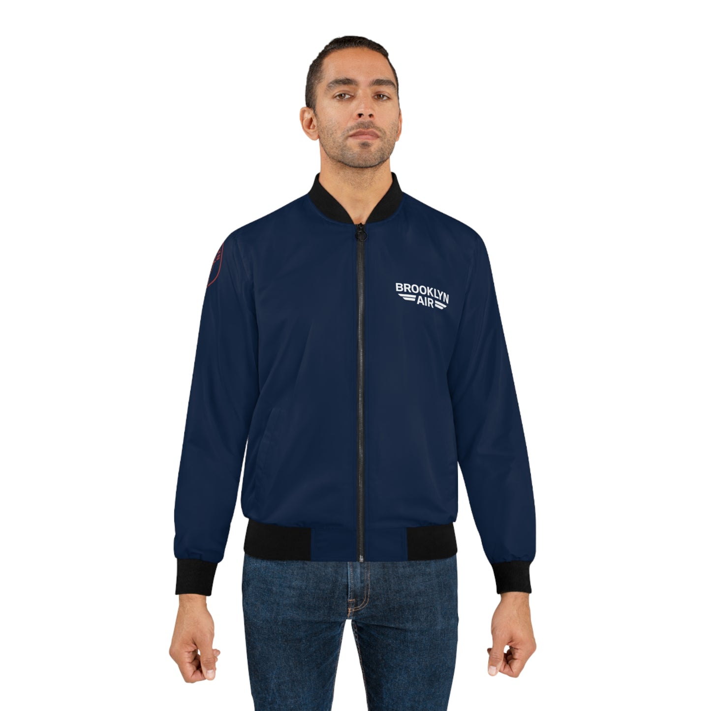 Brooklyn Air Navy Bomber Jacket — Vintage Aviation Logo Flight Jacket